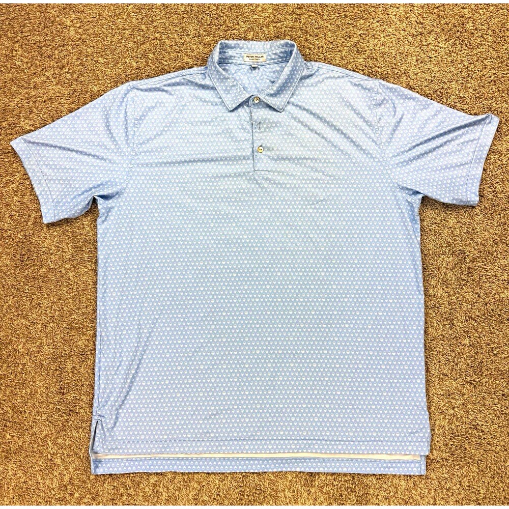 Peter Millar Summer Comfort Polo Mens XL Blue Seeing Double Skull Print Golf